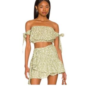 Eberjey Garden Andy Off Shoulder Blouse & Garden Domi Skirt in Pear Garden S